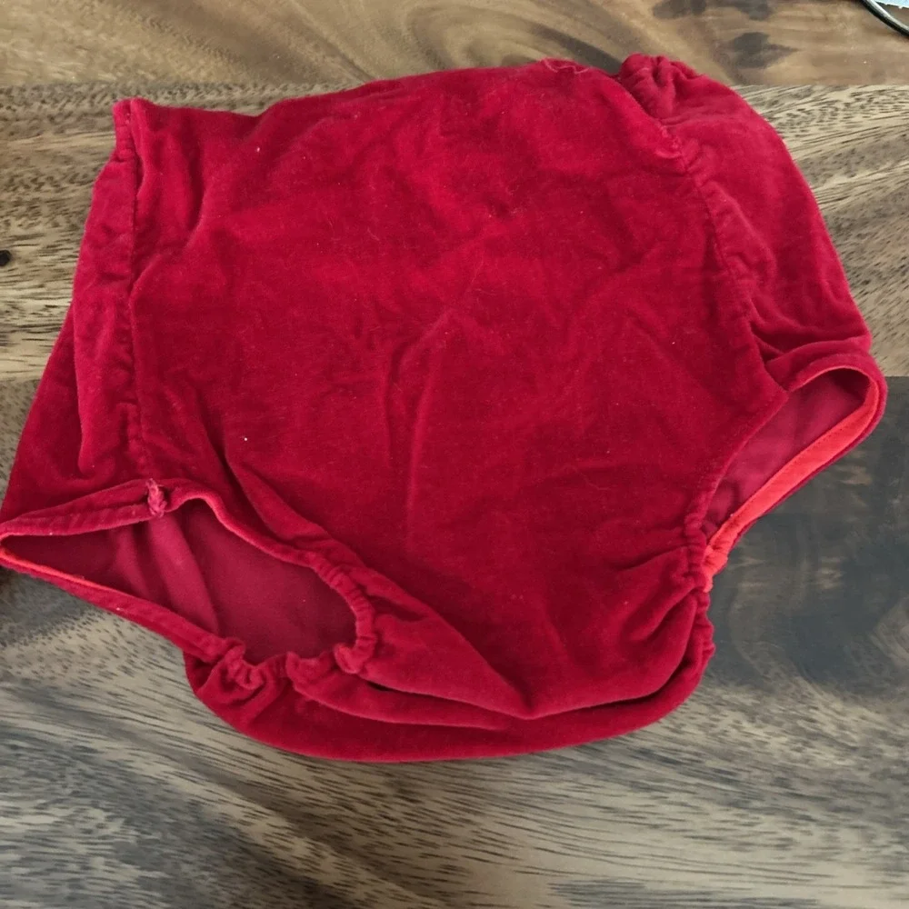 Vintage 70's Baby Red Velvet Christmas Outfit 18 Months